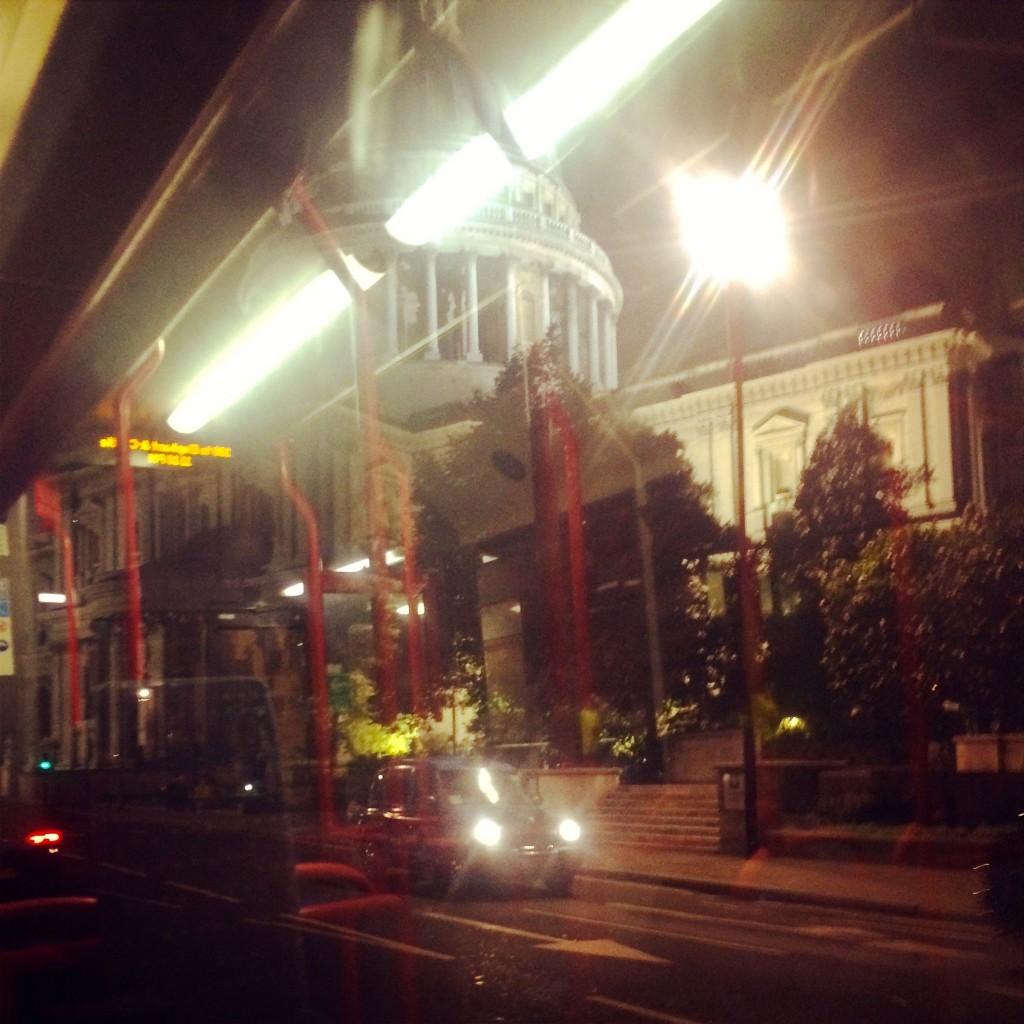St Paul's Cathedral from a bus, London, England
