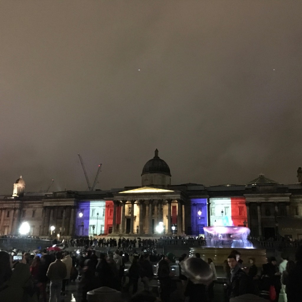 Paris vigil, Trafalgar Square, London