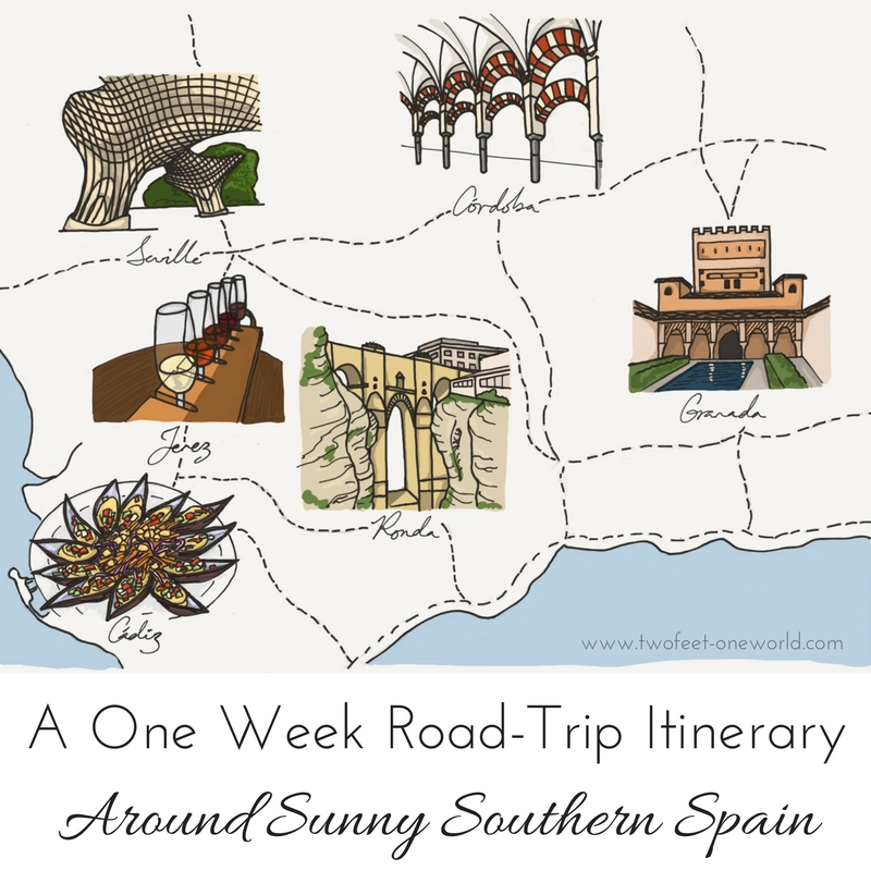 Our road-trip around Andalucia, Spain's sunny southern region, was packed with incredible sights and great food. Here's my one-week road trip itinerary | Two Feet, One World